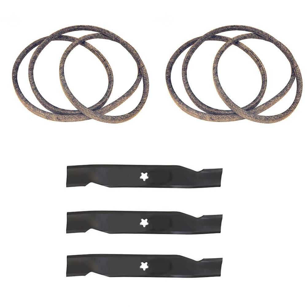 (3) Mower Blades & (2) Belts Kit Fits Poulan Replaces B1174368