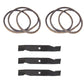 (3) Mower Blades & (2) Belts Kit Fits Sears Replaces PP13007