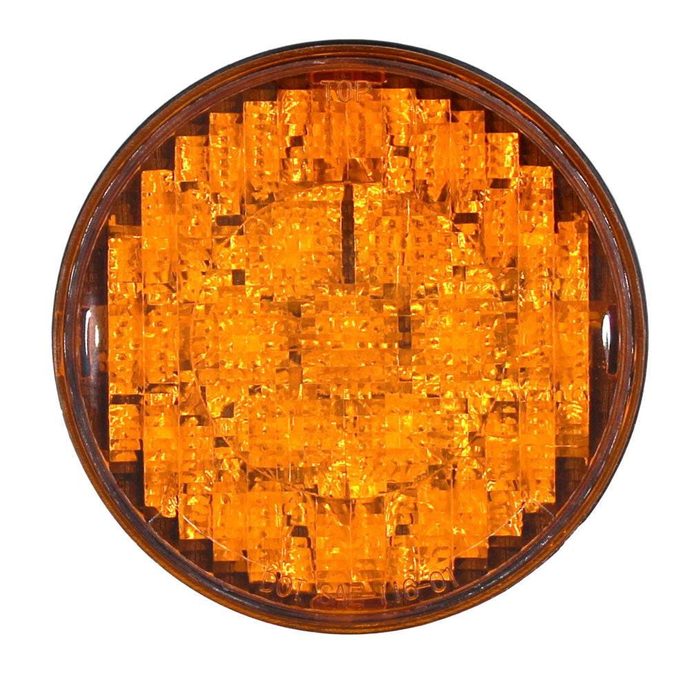 019-01-181 Amber 4" Round LED Light 12 / 24 Multi Volt T Light Turn Signal