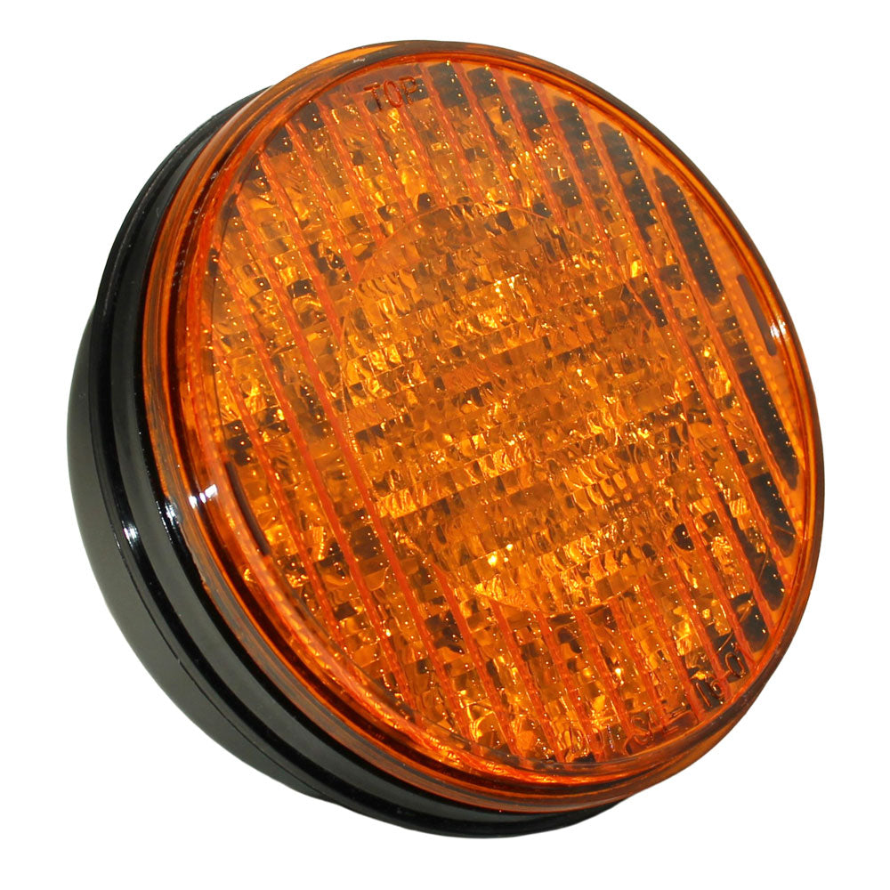 019-01-181 Amber 4" Round LED Light 12 / 24 Multi Volt T Light Turn Signal
