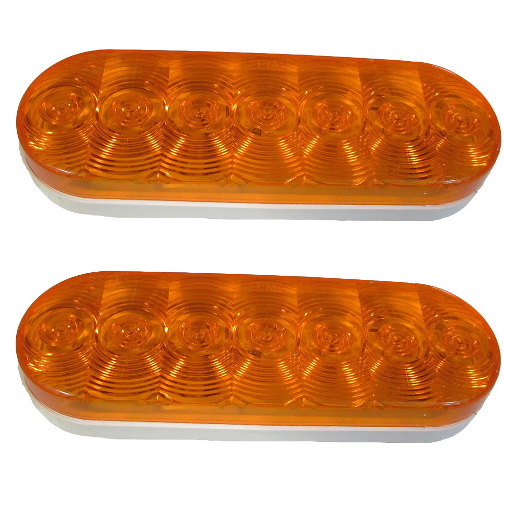 Qty 2: 6" Oval Orange LED Light Fits Freightliner Replaces 1-019-03-300