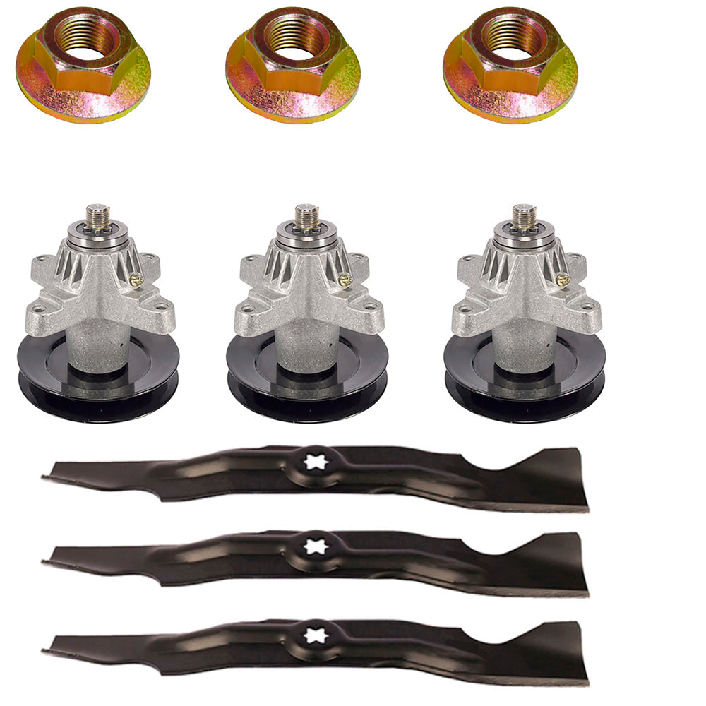 Blades, Spindle & Nut Mower Kit Fits Toro Replaces 112-0316