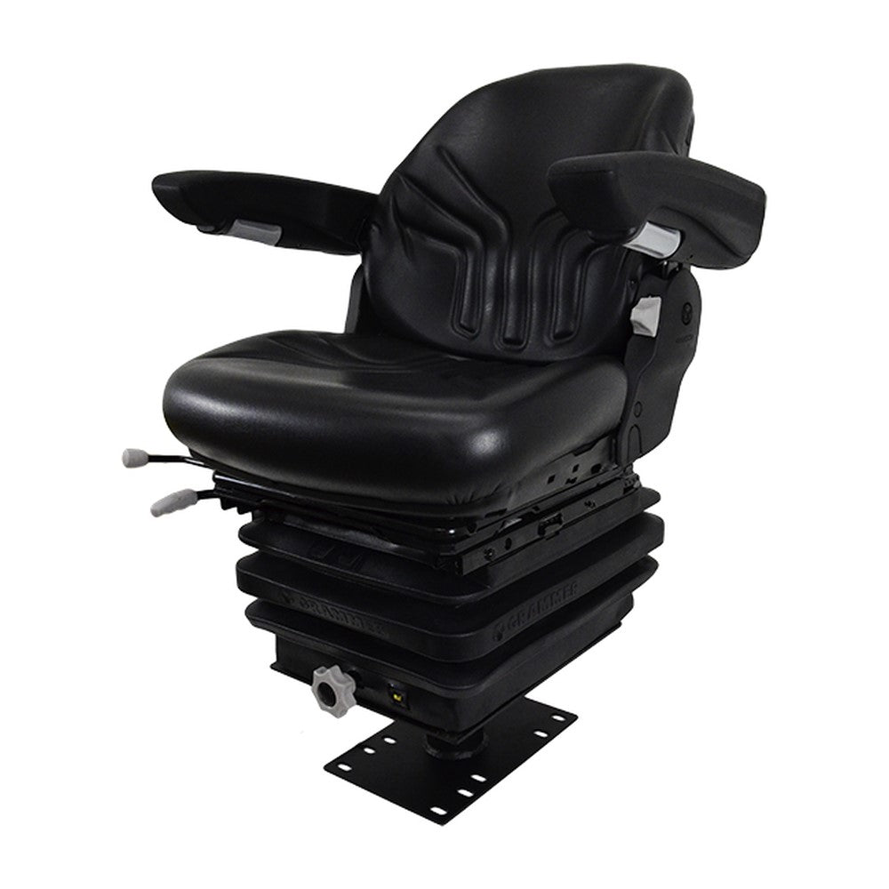 130-5565 Black Vinyl Suspension Seat Assembly w/ Armrests Fits Caterpillar 416C