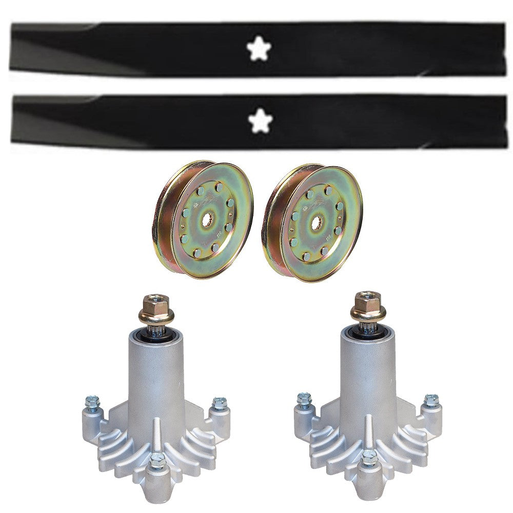 2 Spindle Assemblies with Pulleys and Blades Fits Husqvarna Replaces 130794