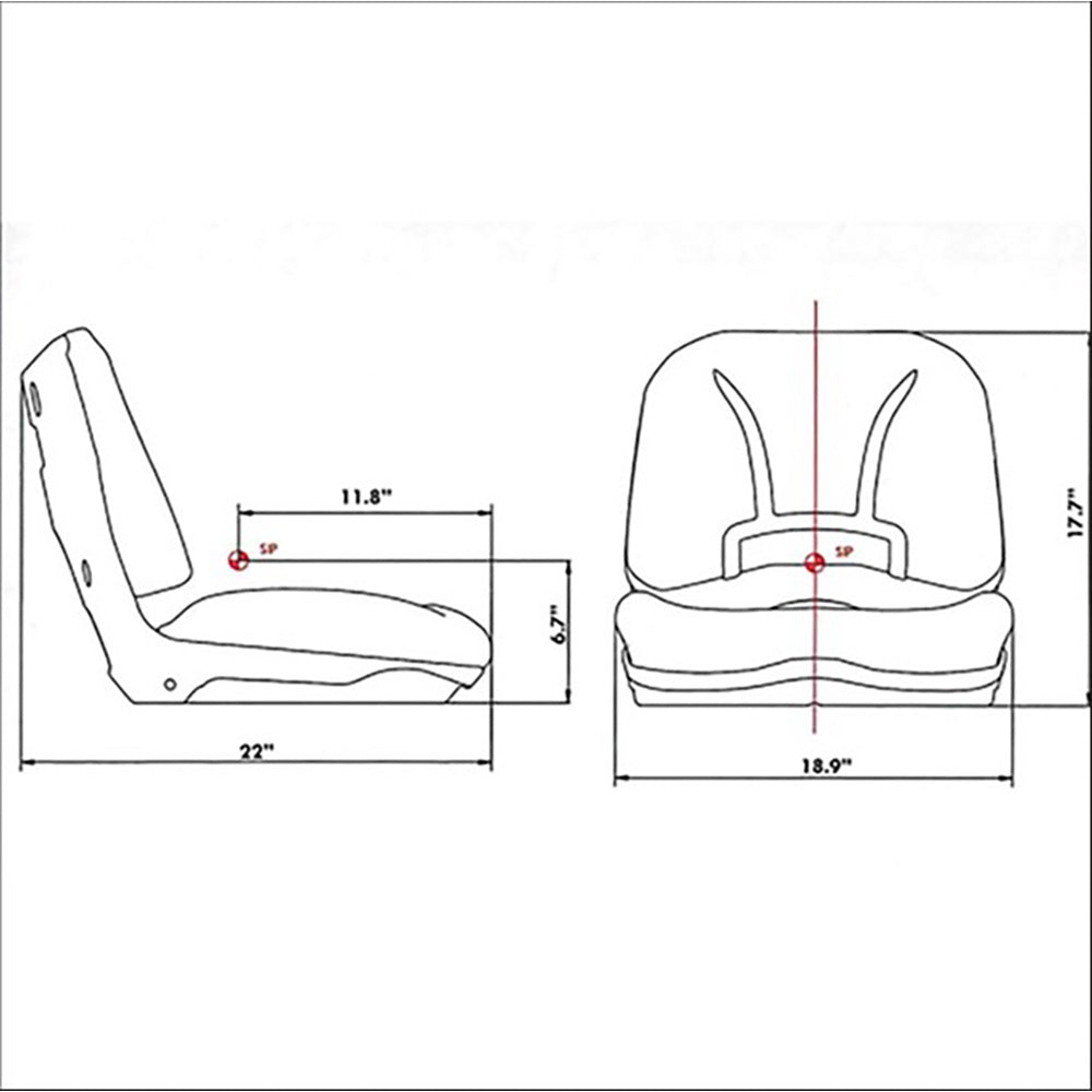 18in. High Open-Back Yellow Vinyl Seat Fits Gator 145000YE Fits Compact Tractors