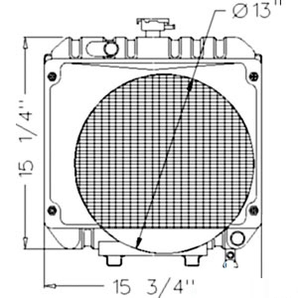 212077 Compact Tractor Radiator - 11 5/8 x 14 1/2 x 1 1/8 Fits Kubota