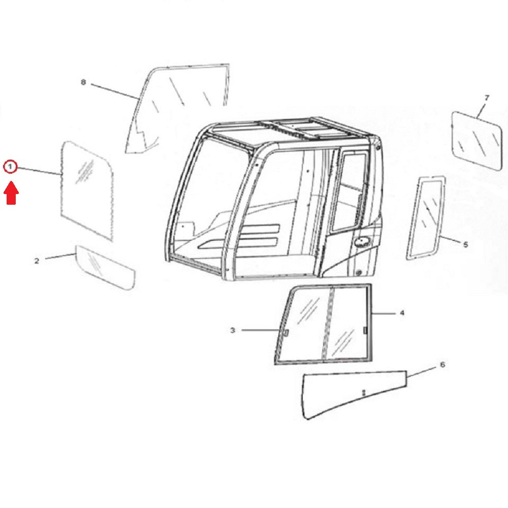156-6472 Excavator Front Upper Windshield Glass Fits Caterpillar