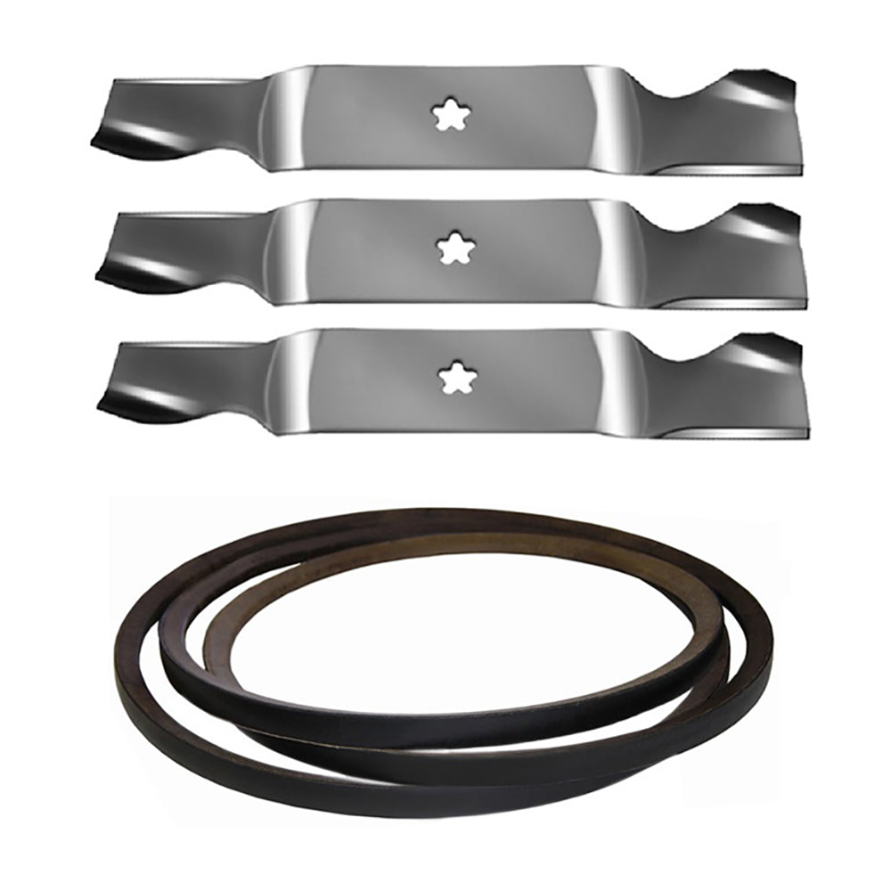 Mower Deck Belt & Blade Set Fits AYP Replaces 187254 Made with Aramid
