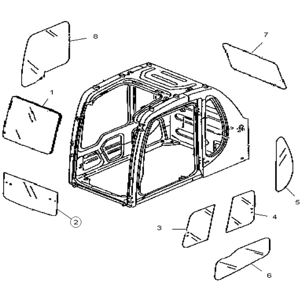 KOMATSU - 20Y-54-36113 EXCAVATOR LOWER FRONT WINDSHIELD CAB GLASS