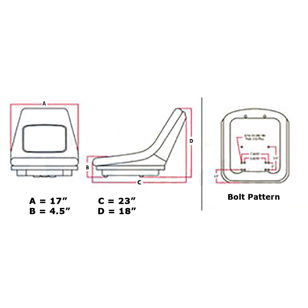 Seat Without Arm Rests Fits Kubota Replaces 32420-72960