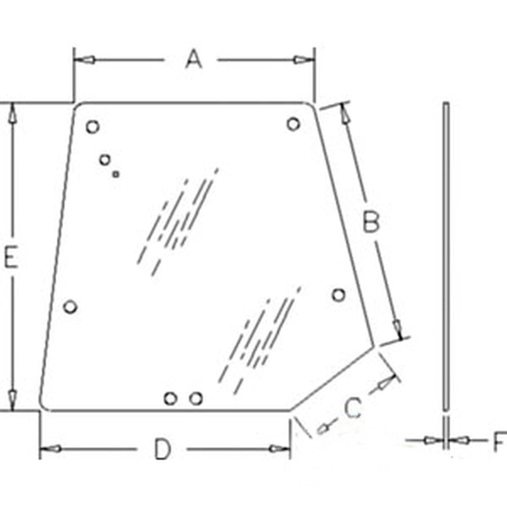 3715438M1 Fits Massey Ferguson Rear Glass for Models 6140, 6150, 6170, 6180, 623