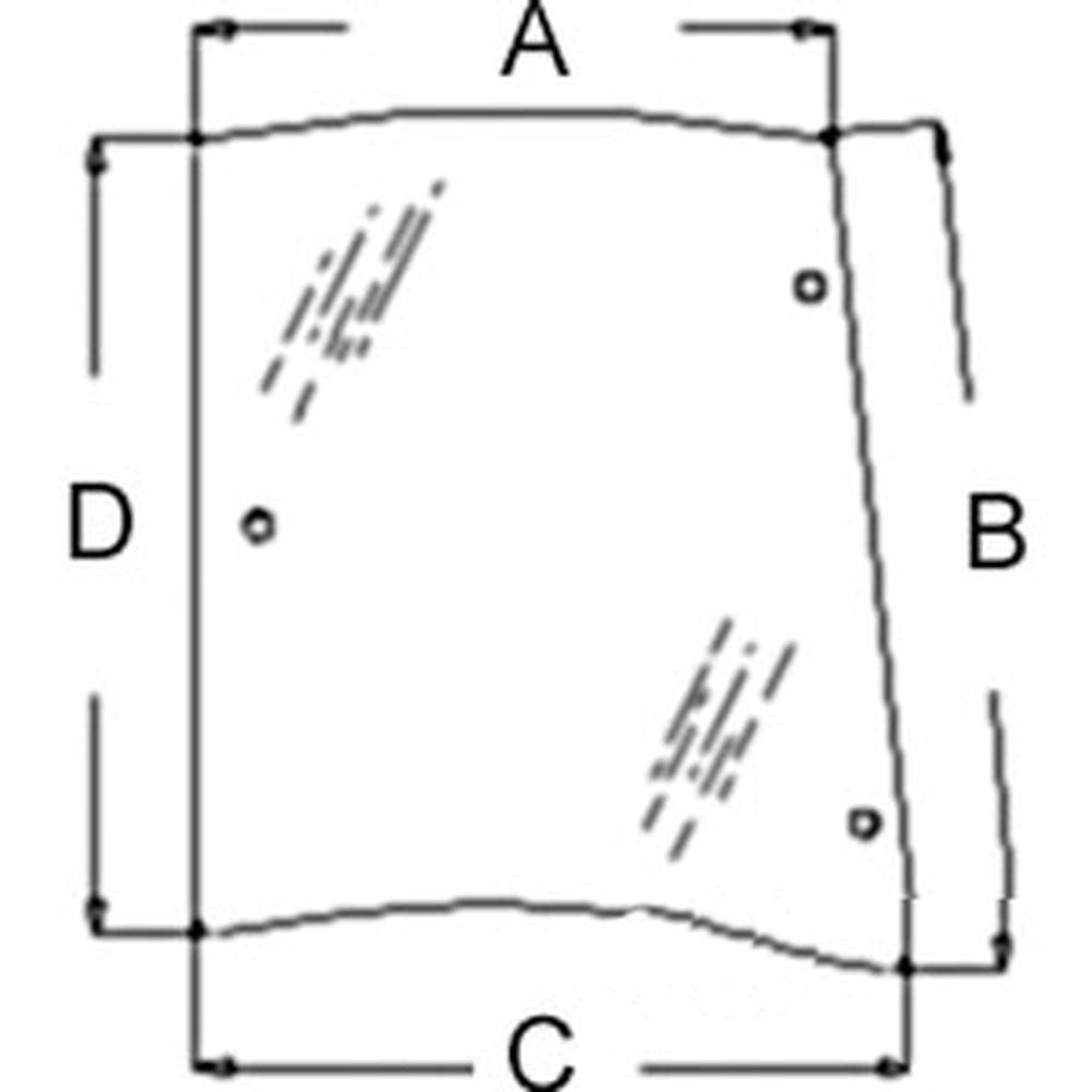 3806590M2 RH Side Tinted Rear Glass Fits Massey Ferguson 4225 4235 4240 4243 424