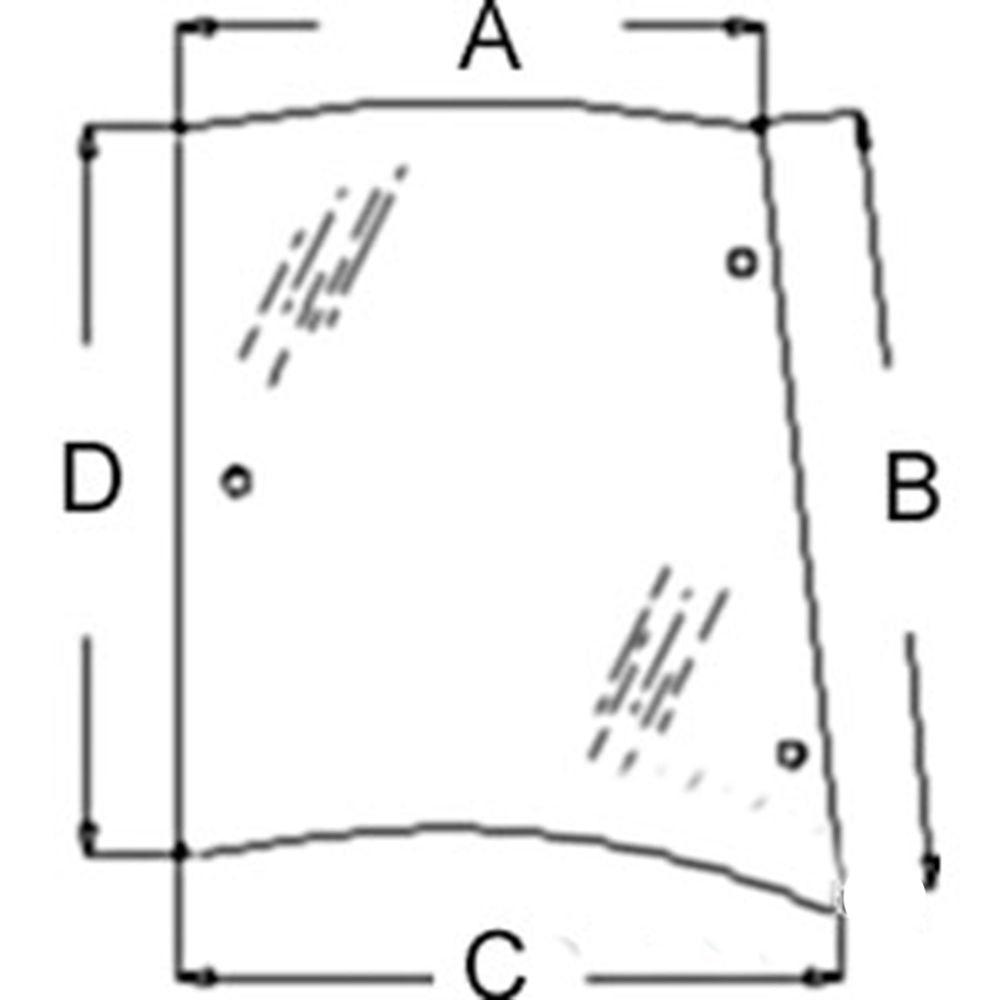 3806590M2 RH Side Tinted Rear Glass Fits Massey Ferguson 4225 4235 4240 4243 424