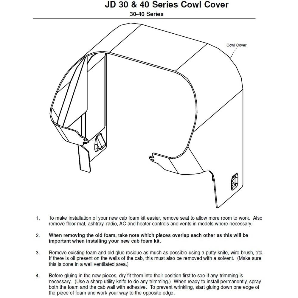 Fits John Deere NEW 30 40 SERIES COWL KIT 4030 4040 4230 4240 4430 4440 4630 464