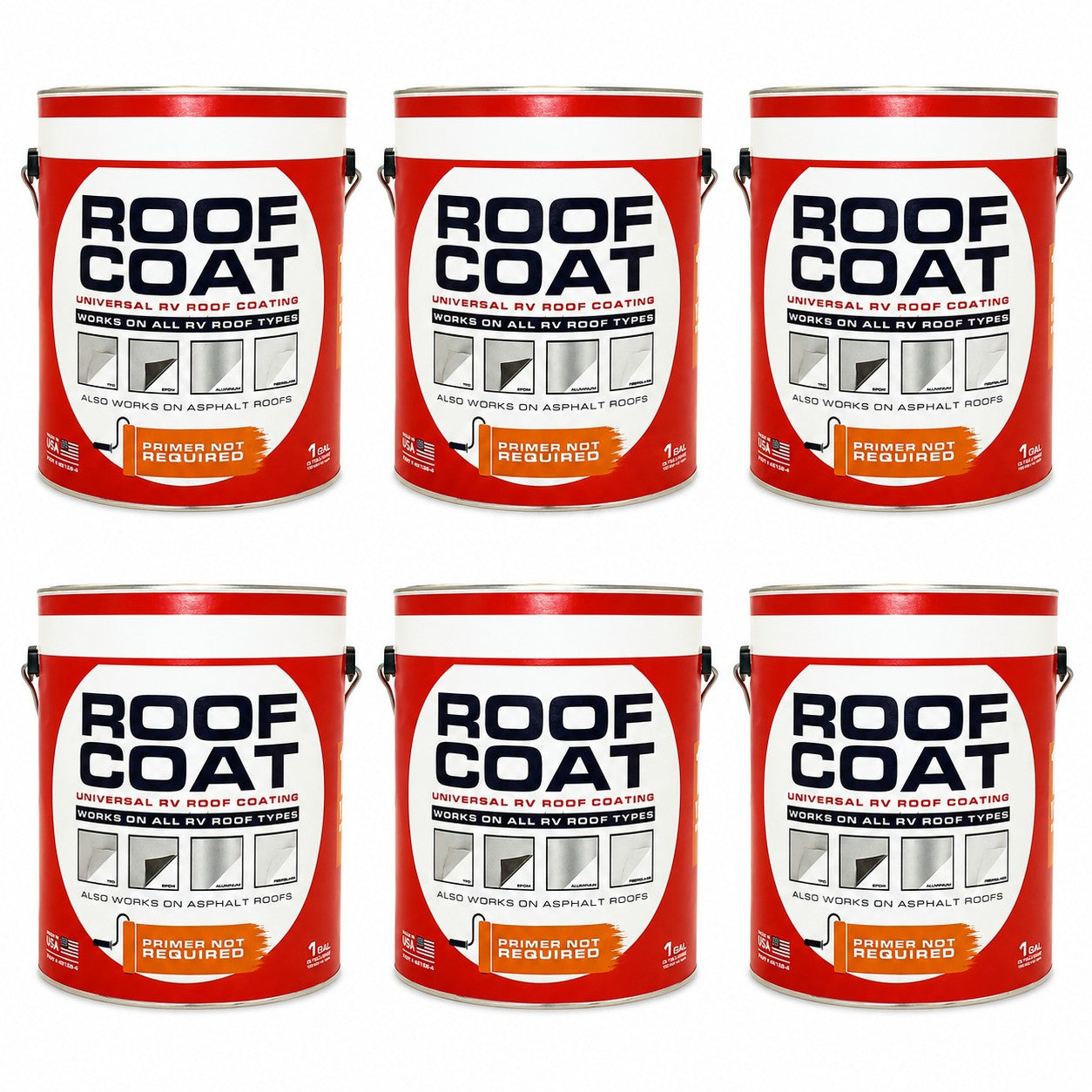 (6) Gallons Rubber Roof Coating - For Durable Protection