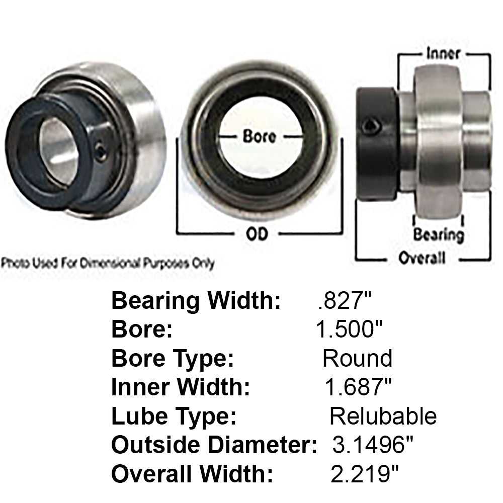 455111R1  Spherical Re-Lubri Fits CATable Tractor Ball Bearing w/ Collar F77924