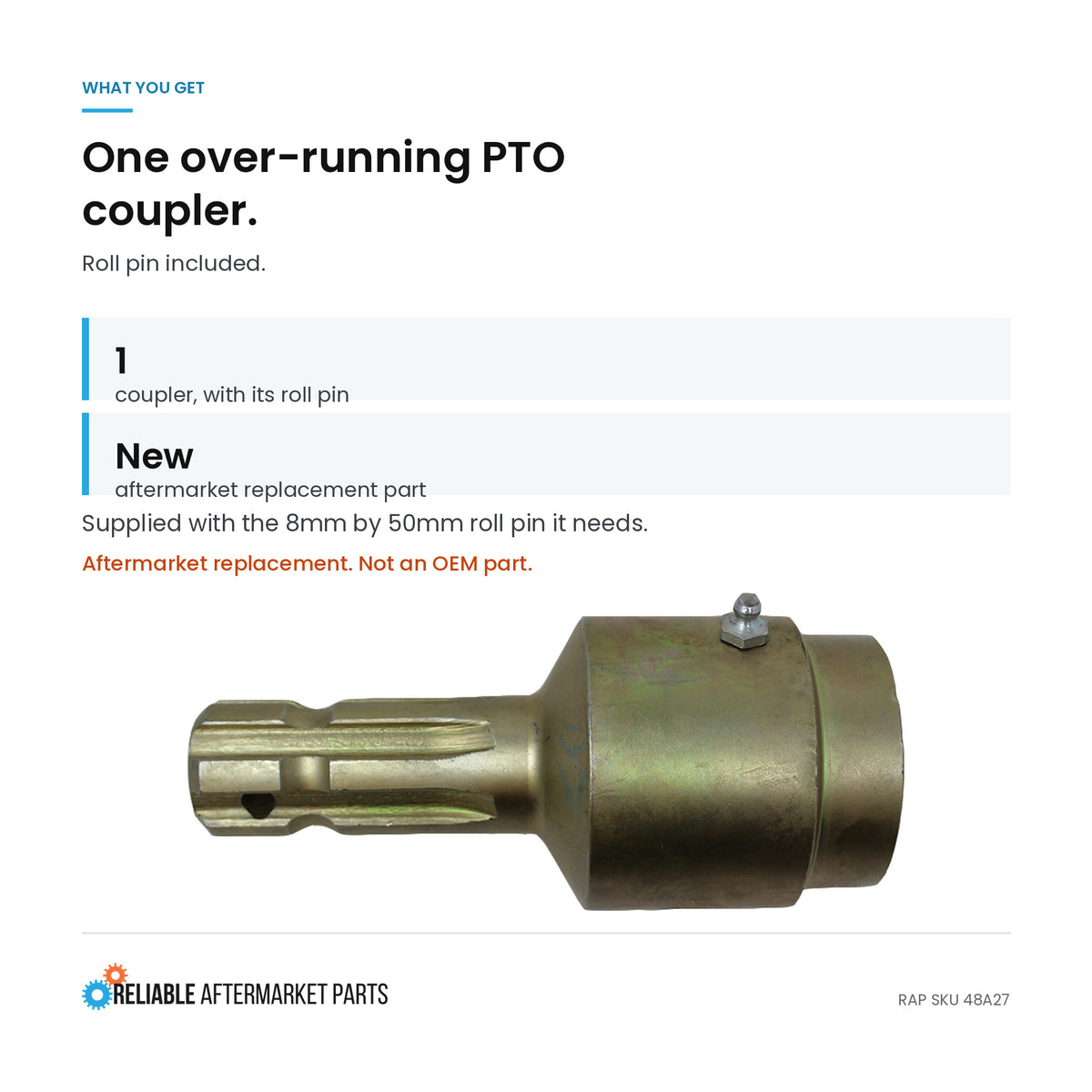 Over-Running Coupler Fits Ford Tractor 2N 8N 9N Jubilee 1 1/8"-1 3/8" 6 Spline