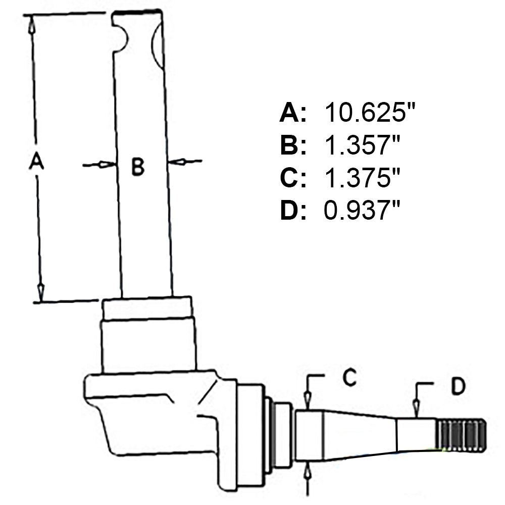 51700DE New RH Wide Front Axle Spindle Fits Case-IH Tractor Model Early M