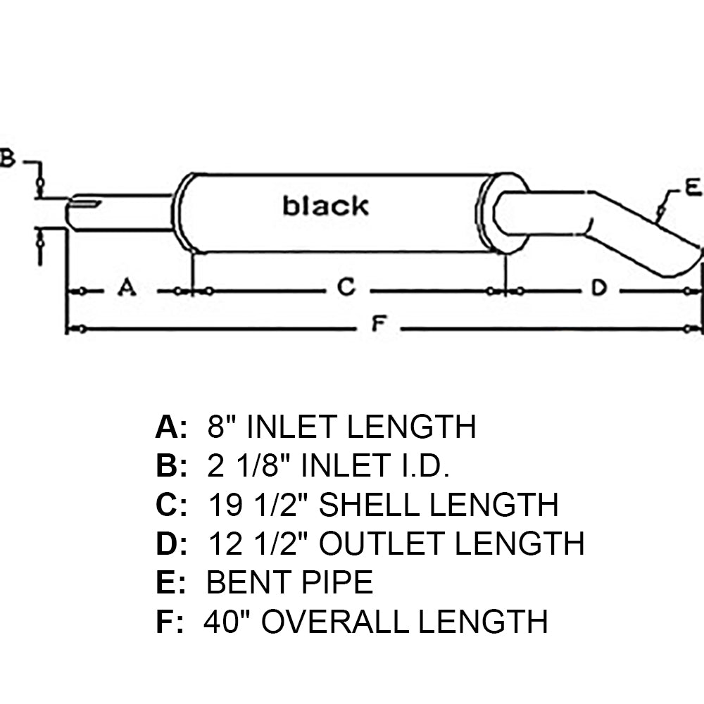 523394M1 523394M95 40" Overall L Muffler Fits Massey Ferguson Tractor 165 175 18