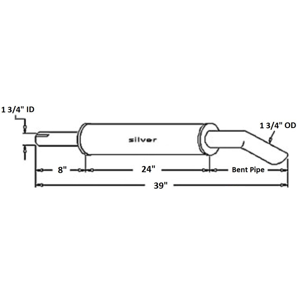 Muffler with Extension Pipe Fits Massey Ferguson Replaces 539525M1