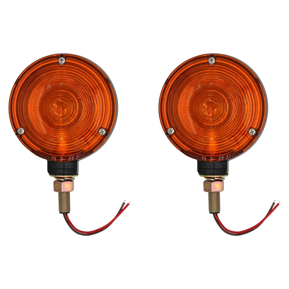 Amber Safety WARNING LIGHT PAIR for Tractor PLASTIC LENS Heavy Duty