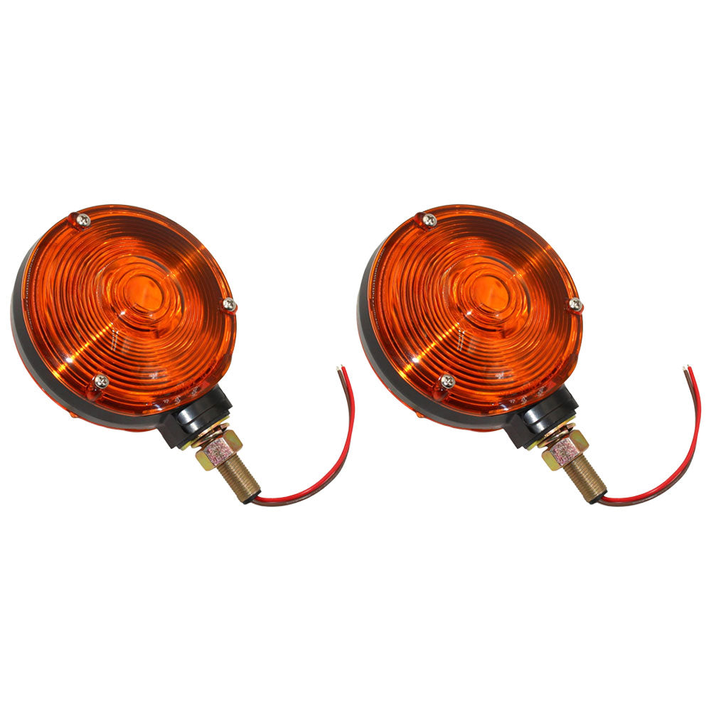 Amber Safety WARNING LIGHT PAIR for Tractor PLASTIC LENS Heavy Duty