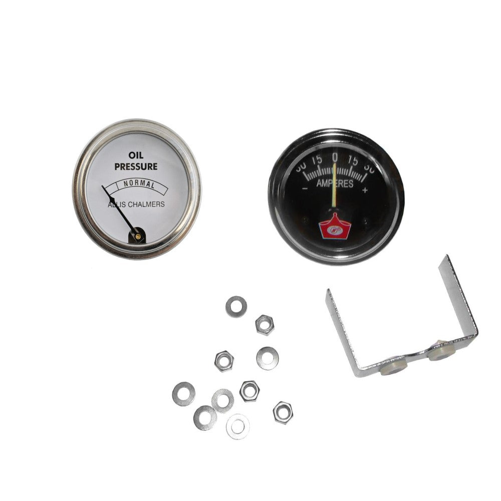 Chrome Oil Pressure Gauge & Amp Meter Set Fits Massey Ferguson Replaces 208302