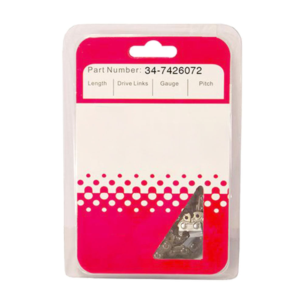 7426072 .050 3/8 STD 72 LKS SEMI CHISEL WITHOUT BUMPER LINK