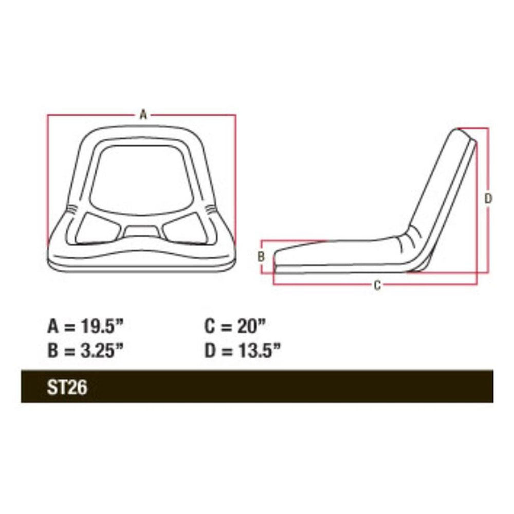 Black Vinyl High Back Seat Fits Cub Cadet Replaces 757-3001A