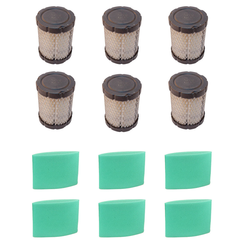 6PK Air Filter Combo Replacement Fits Briggs and Stratton 5429K 591583 796032