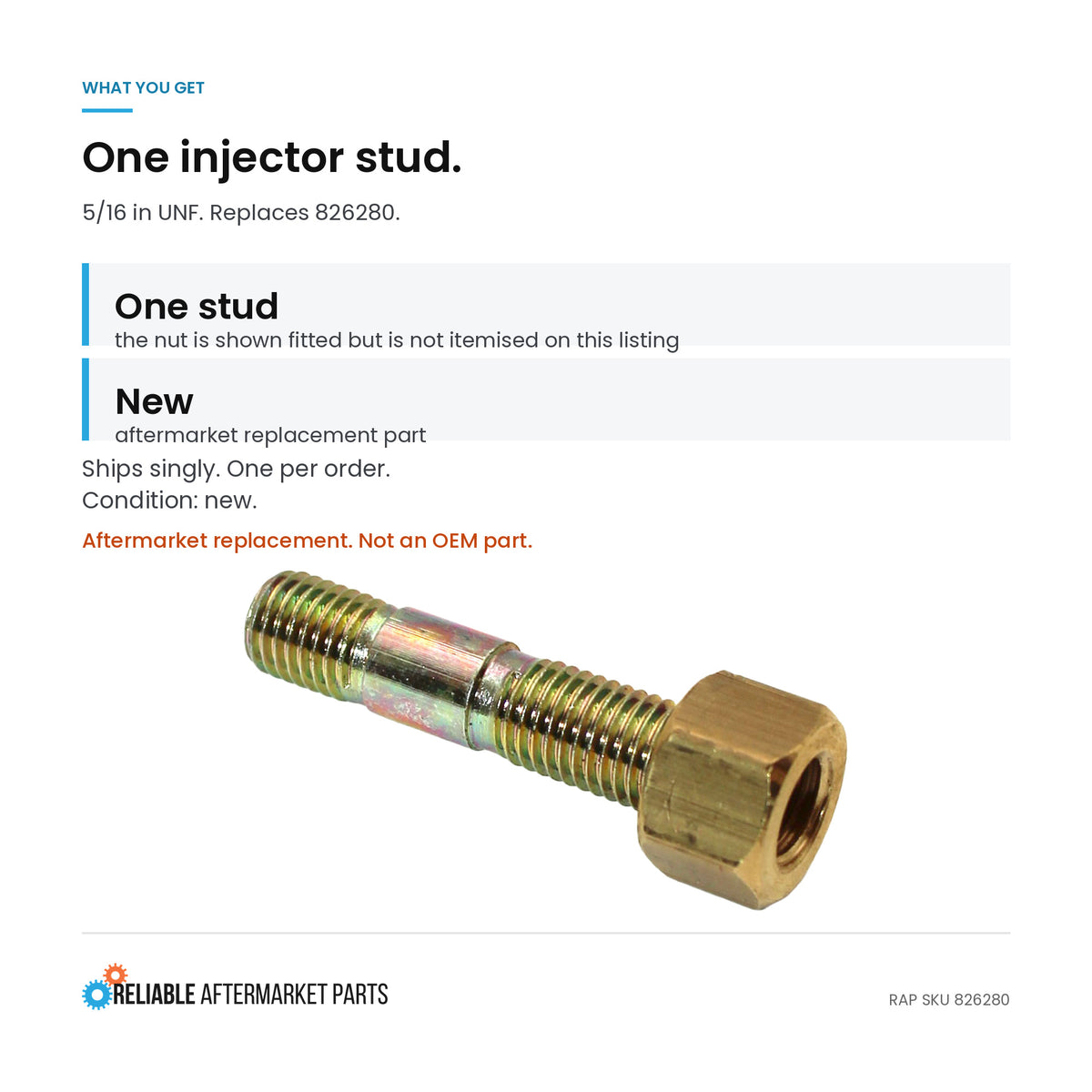 Injector Stud Fits Landini Replaces 0826280