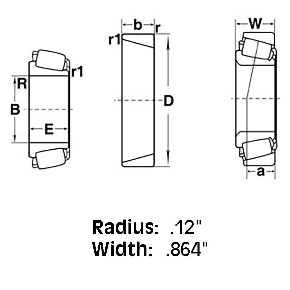 832257M1 Tapered Roller Bearing Cone 0.12" Radius