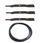 890172C-BELTSET Set of 3 Finishing Mower Blades & Mower Belt Fits Ferrari