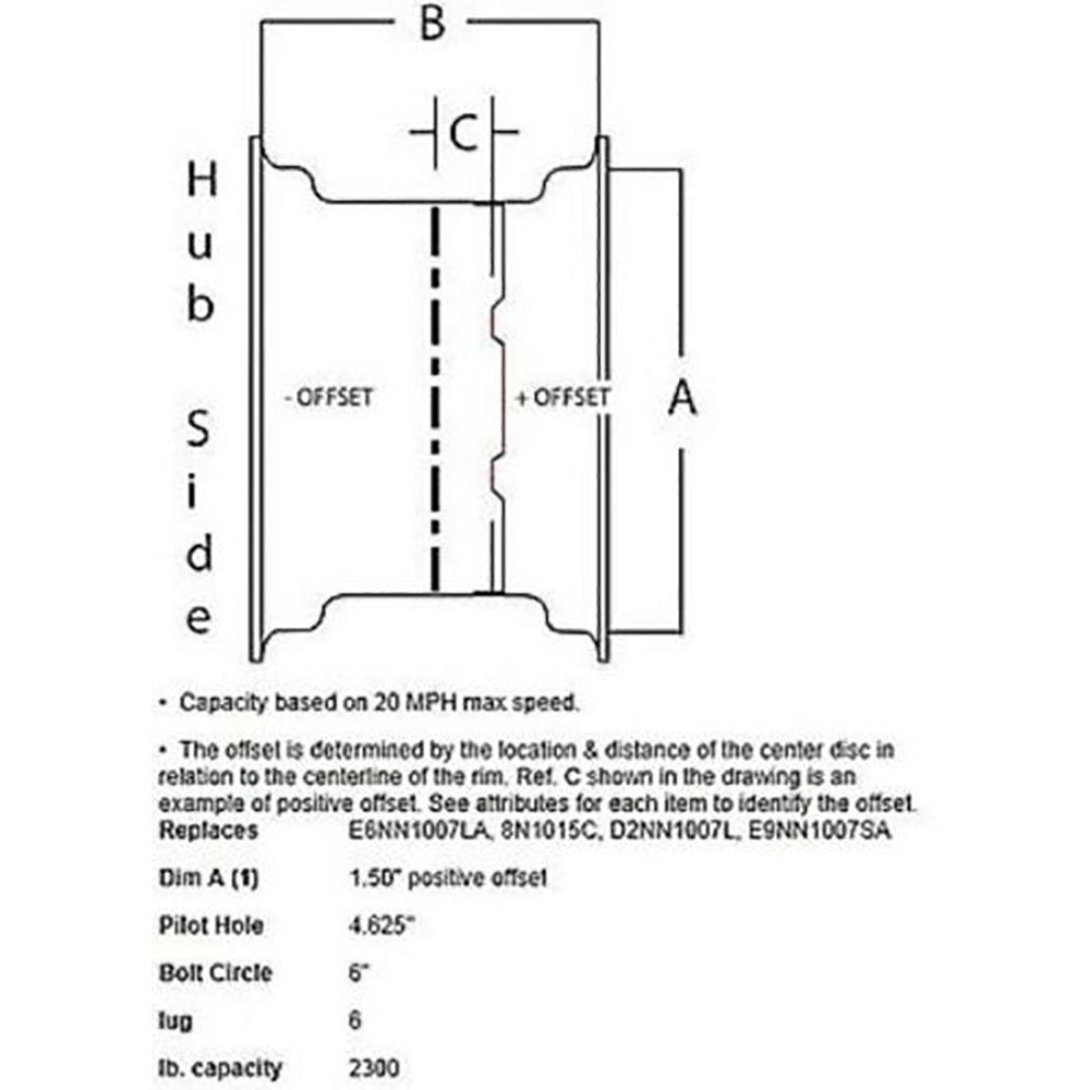 4.5" x 16" Front Rim Fits John Deere 1020 2020 AR52506