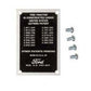 FDS338 Patent Data Plate With Drive Screws Fits Ford