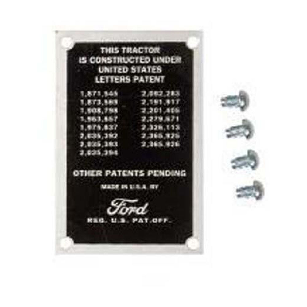Patent Data Plate Fits Ford 8N 8N14001