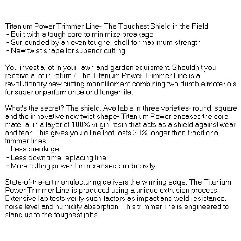 B143130 Titanium Power Trimmer Line, .130" square