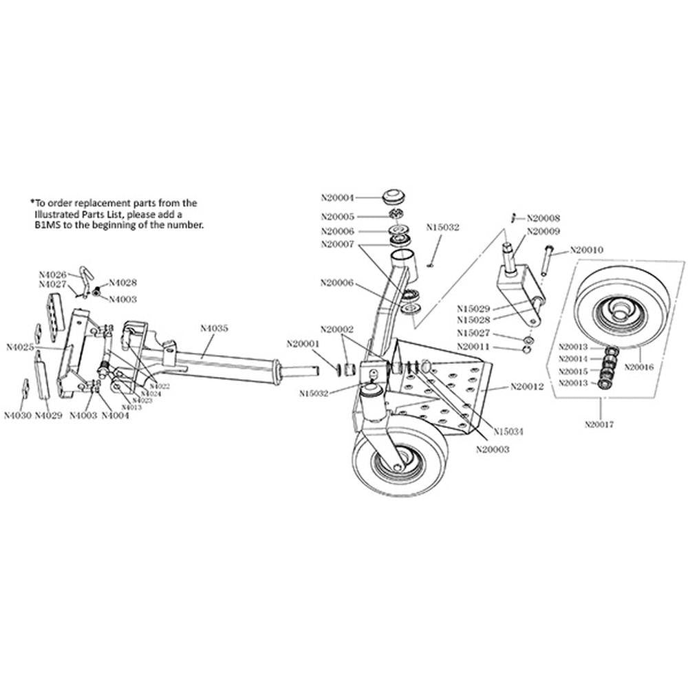B1MS35 Equipment Sulky 2 Wheel Swivel Lift Latch