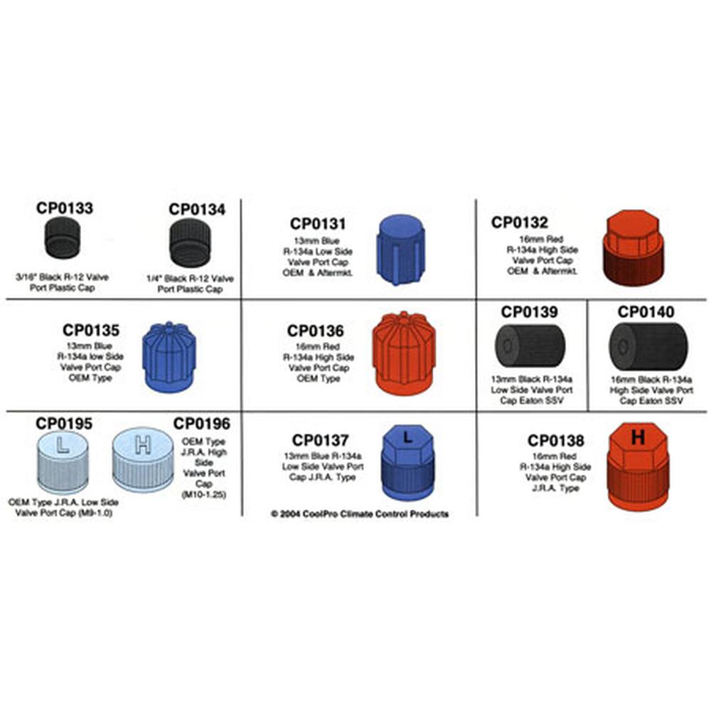 A-CP0139-AI 13mm Black R-143a Low Side Valve Port Cap Eaton SSV (5 Pack)