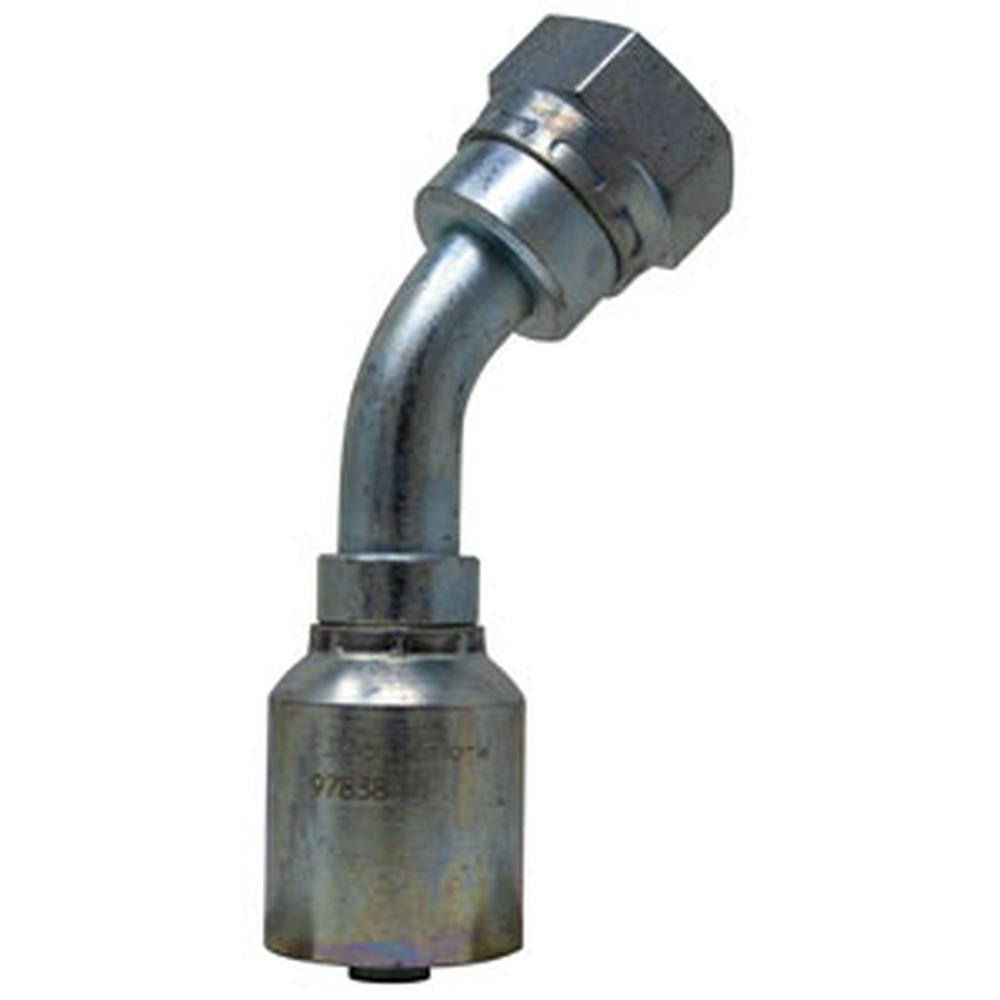 Female JIC 37 Degree - Swivel - 45 Degree Elbow Hydraulic Crimp-On Fitting
