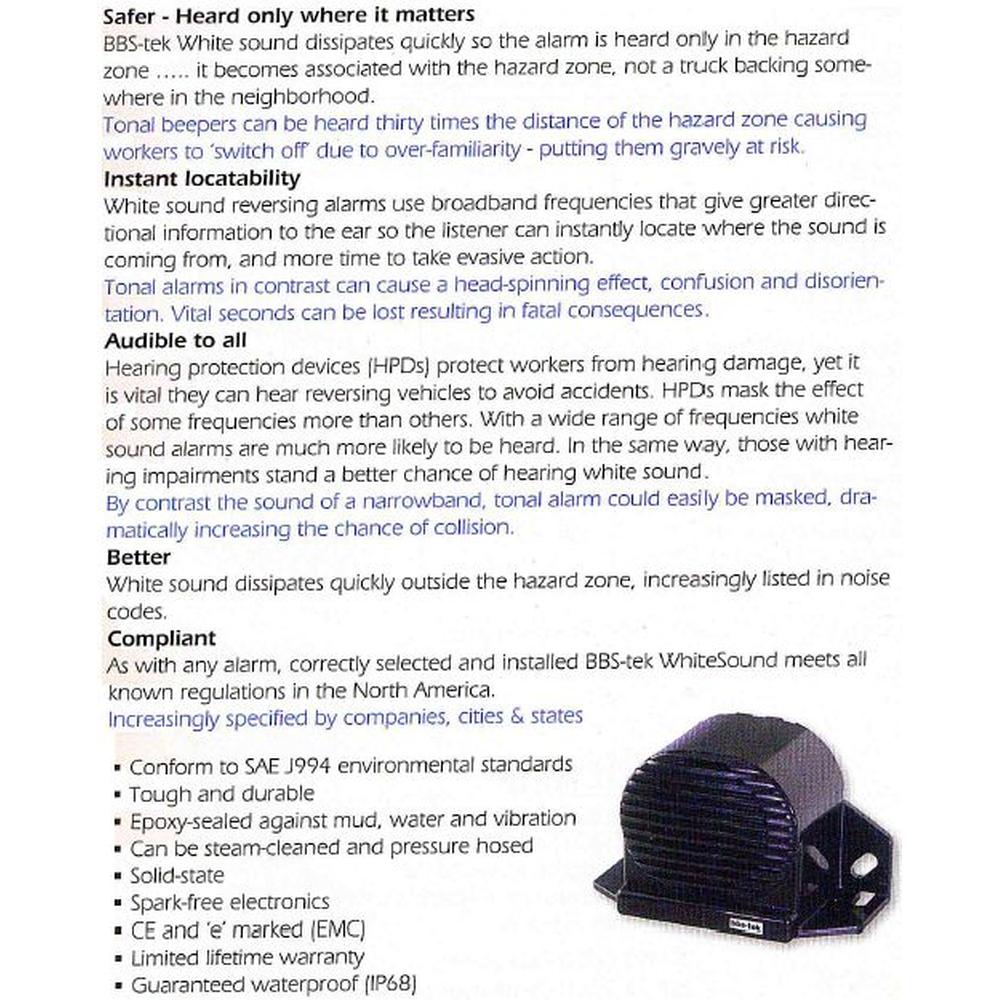 A0897  BBS-Tek Back-Up Alarm 87 DB 12-24VDC Tough Durable & Waterproof BBS-87