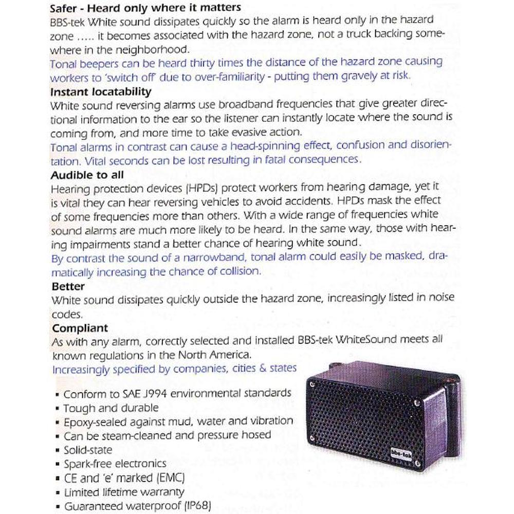 A0899 Back-Up Alarm 107 DB 12-24V Tough Durable & Waterproof