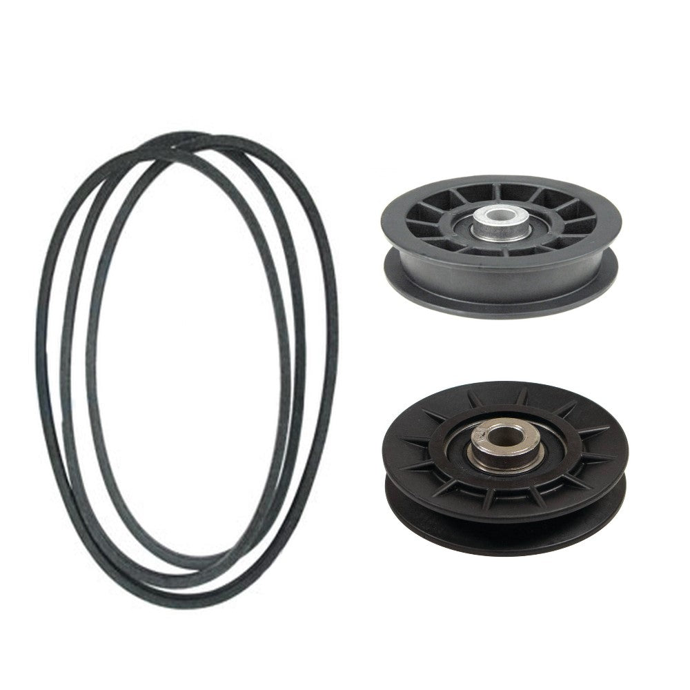 Drive Belt, Idler Pulley & Flat Idler Pulley Kit  Fits John Deere