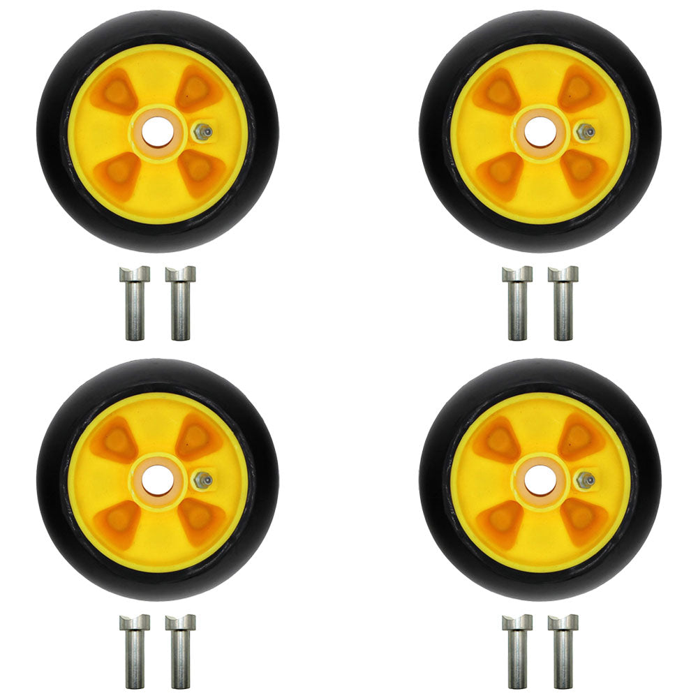 Qty. 4: Yellow Deck Gage Wheel  Fits John Deere Replaces AM115488