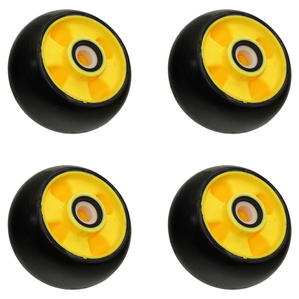 Qty. 4: Yellow Deck Gage Wheel  Fits John Deere Replaces AM115488