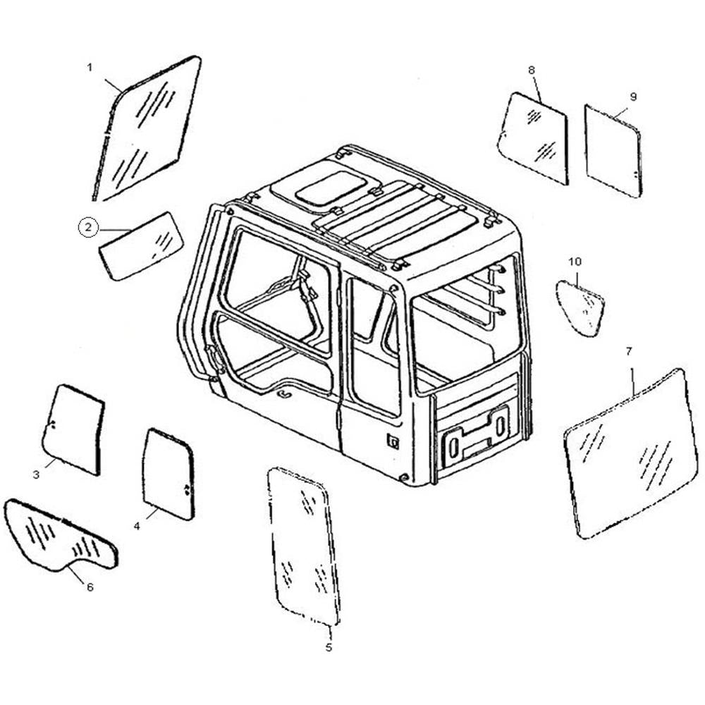 Lwr Windshield Glass AT154431 Fits John Deere 190 490E 690ELC 790ELC 892 992ELC