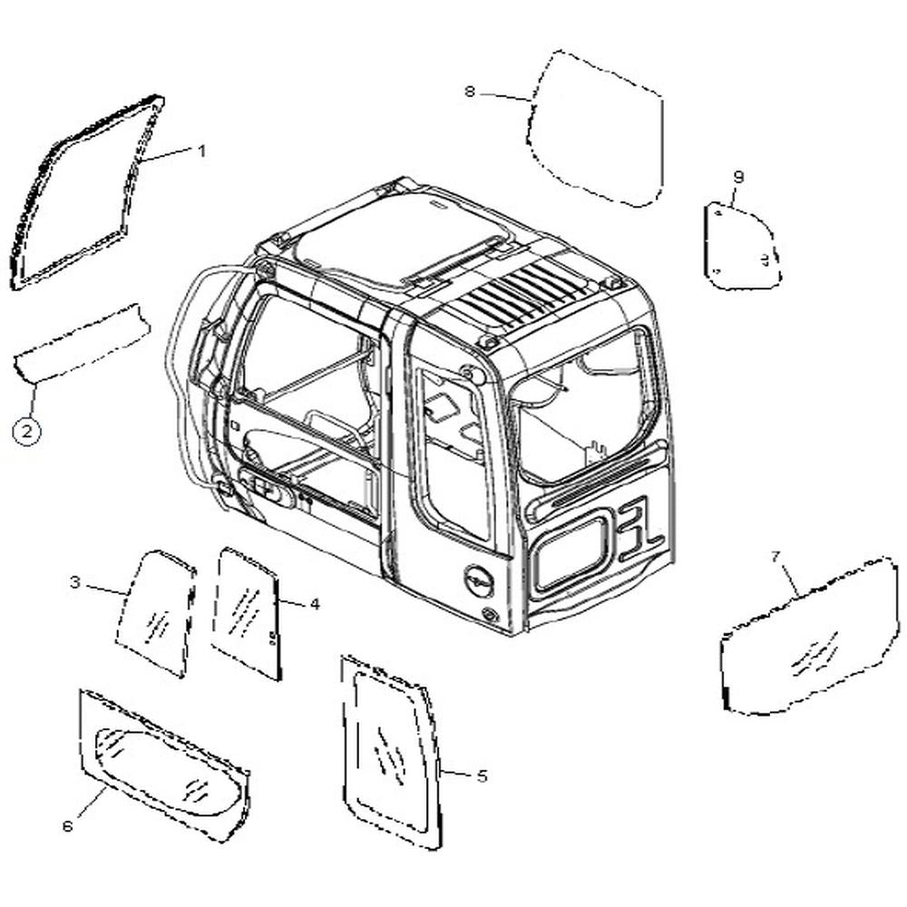 AT214097 Excavator Front Lower Glass Fits John Deere LC Series
