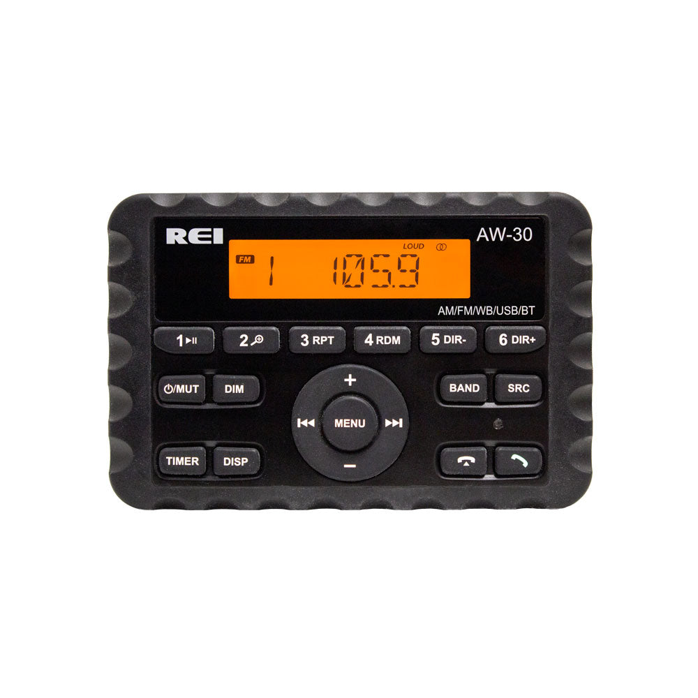 AW-30 Mini Radio 12V/24V DC Power Bluetooth Caller ID USB Input NOAA Tuner AM/FM
