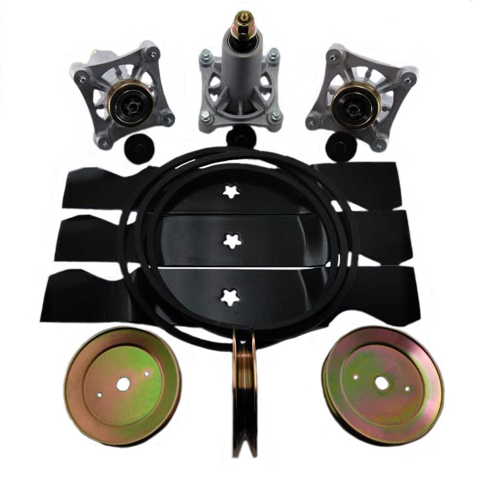 54" Lawn Tractor Mower Deck Rebuild Kit Spindles Blades Fits Husqvarna LGT2554