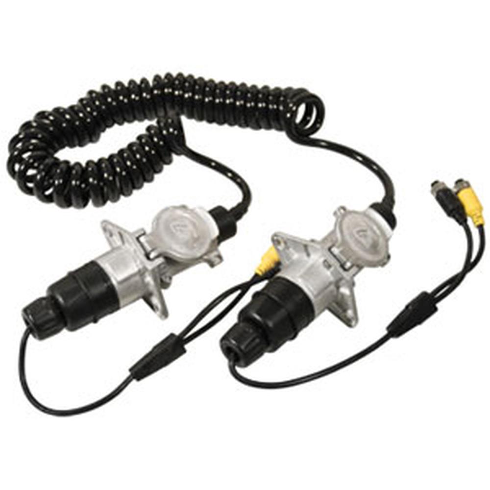 TCK523 Fits CabCam Trailer Cable Kit 7 Pin Coiled 2 Camera Capability Universal Fit